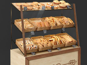 showcase with pastries 3D Model