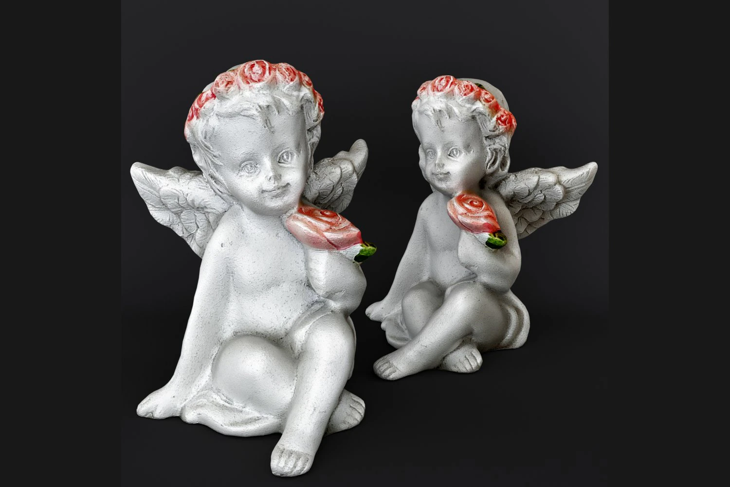 Sculpture Angel with a rose 3D Model .c4d .max .obj .3ds .fbx .stl .blend 