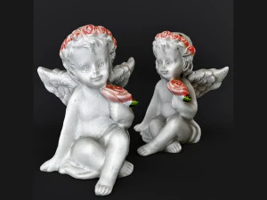 गुलाब के फूल के साथ परी की मूर्ति 3D मॉडल