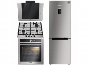 Kitchen appliances set Hood oven refrigerator hob 3D Model