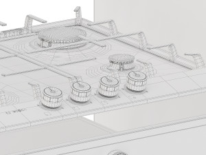 Kitchen appliances set Hood oven refrigerator hob Modello 3D