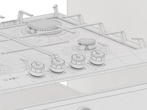 Kitchen appliances set Hood oven refrigerator hob 3D Model