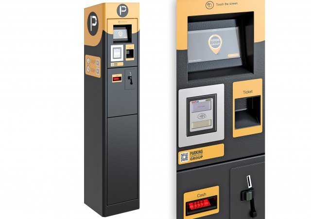 Parking meter Paid automatic parking Street parking terminal Modello 3D .c4d .max .obj .3ds .fbx .stl .blend 