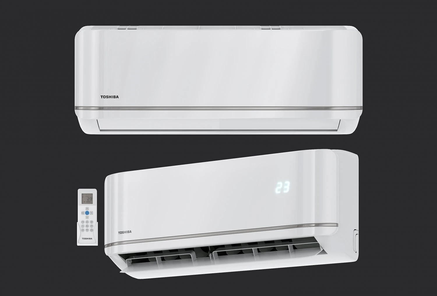 Air conditioner TOSHIBA 3D Model .c4d .max .obj .3ds .fbx .stl .blend