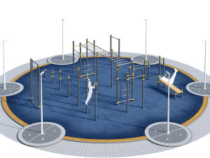 Sports ground with pull up bars Round Model 3D