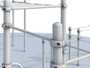 Sports ground with pull up bars Round Model 3D