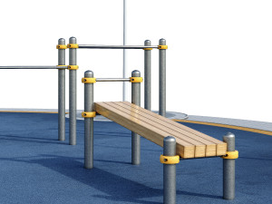 Sports ground with pull up bars Round Model 3D
