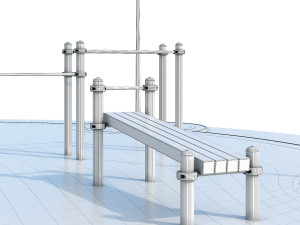 Sports ground with pull up bars Round Model 3D