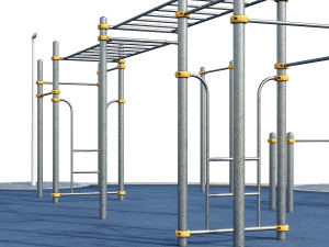 Sports ground with pull up bars Round Model 3D