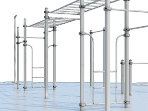 Sports ground with pull up bars Round Model 3D