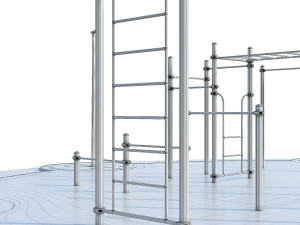 Sports ground with pull up bars Round Model 3D