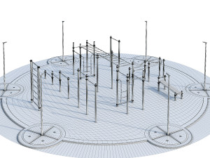 Sports ground with pull up bars Round Model 3D