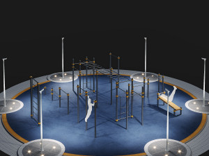 Sports ground with pull up bars Round Model 3D