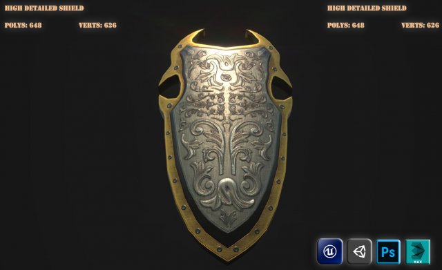 high detailed shield vr - ar - low-poly Modello 3D .c4d .max .obj .3ds .fbx .stl .blend 