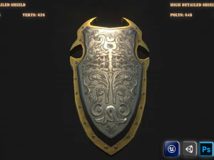 escudo altamente detalhado vr - ar - low-poly Modelo 3D