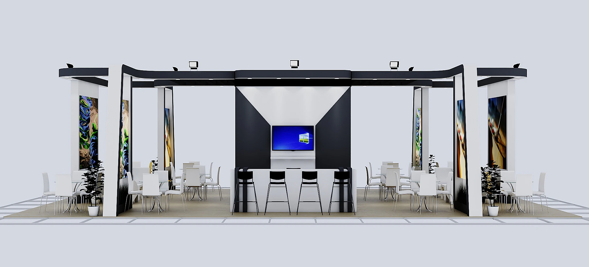 Exhibition Stand 1 3D Model .c4d .max .obj .3ds .fbx .stl .blend 