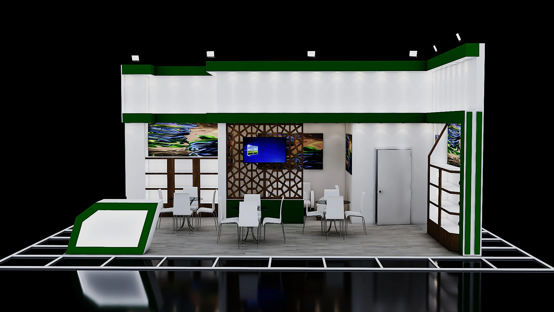 Exhibition Stand 4 3D Model .c4d .max .obj .3ds .fbx .stl .blend 