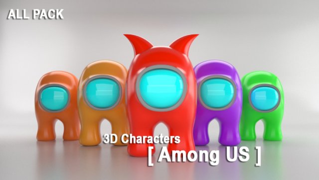 among us all pack in cinema 4d 3D 模型 .c4d .max .obj .3ds .fbx .stl .blend 