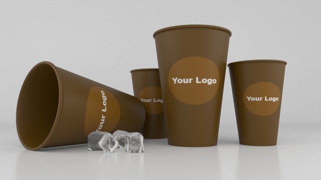 paper coffee cups with ice 3D मॉडल .c4d .max .obj .3ds .fbx .stl .blend 