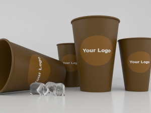 paper coffee cups with ice Model 3D