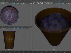 बर्फ के साथ पेपर कॉफी कप 3D मॉडल