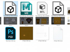 बर्फ के साथ पेपर कॉफी कप 3D मॉडल