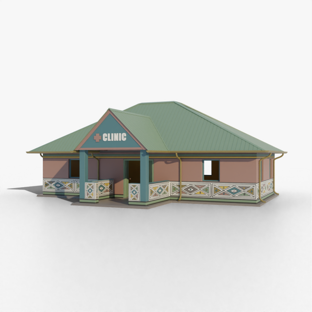 African Rural Clinic 3D 模型 .c4d .max .obj .3ds .fbx .stl .blend 