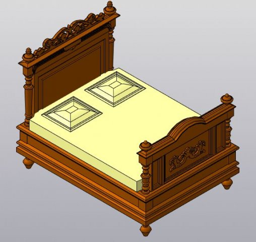 antique bed 3D Model .c4d .max .obj .3ds .fbx .stl .blend 