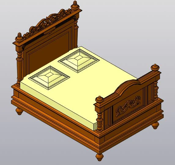 antique bed 3D Model .c4d .max .obj .3ds .fbx .stl .blend 