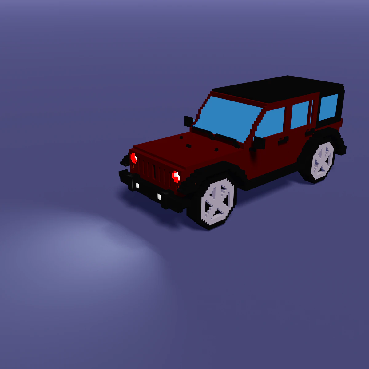 jeep wrangler unlimited red - voxel low-poly car model 3D Model .c4d .max .obj .3ds .fbx .stl .blend 