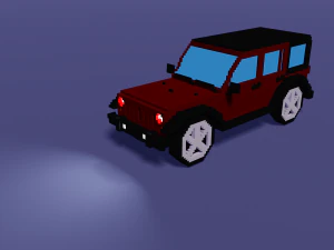 지프 랭글러 무제한 레드 - 복셀 로우 폴리 자동차 모델 3D 모델