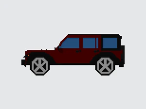 jeep wrangler unlimited red - voxel low-poly car model 3D Model