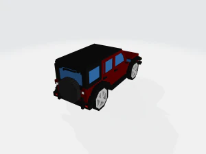 jeep wrangler unlimited red - voxel low-poly car model 3D Model