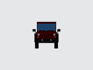 jeep wrangler unlimited red - voxel low-poly car model 3D Model