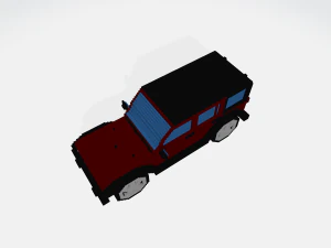 jeep wrangler unlimited red - voxel low-poly car model 3D Model
