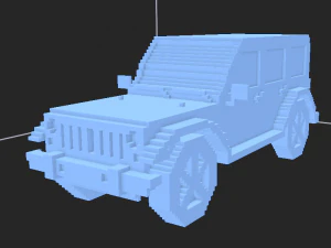 jeep wrangler unlimited red - voxel low-poly car model 3D Model