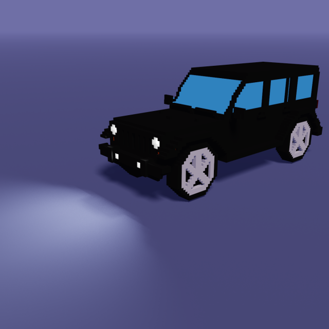 jeep wrangler unlimited black - voxel low-poly car model Model 3D .c4d .max .obj .3ds .fbx .stl .blend 