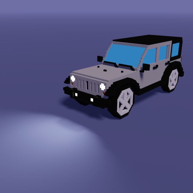 jeep wrangler unlimited grey - voxel low-poly car model 3D 모델 .c4d .max .obj .3ds .fbx .stl .blend 