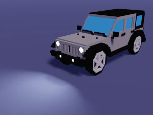 jeep wrangler ilimitado cinza - modelo de carro voxel low-poly Modelo 3D