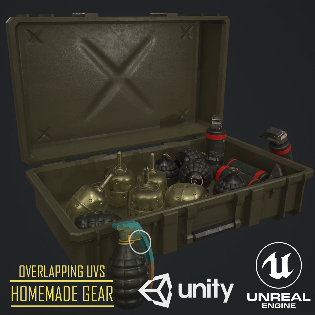 gameready- grenade asset collection 3D Model .c4d .max .obj .3ds .fbx .stl .blend 