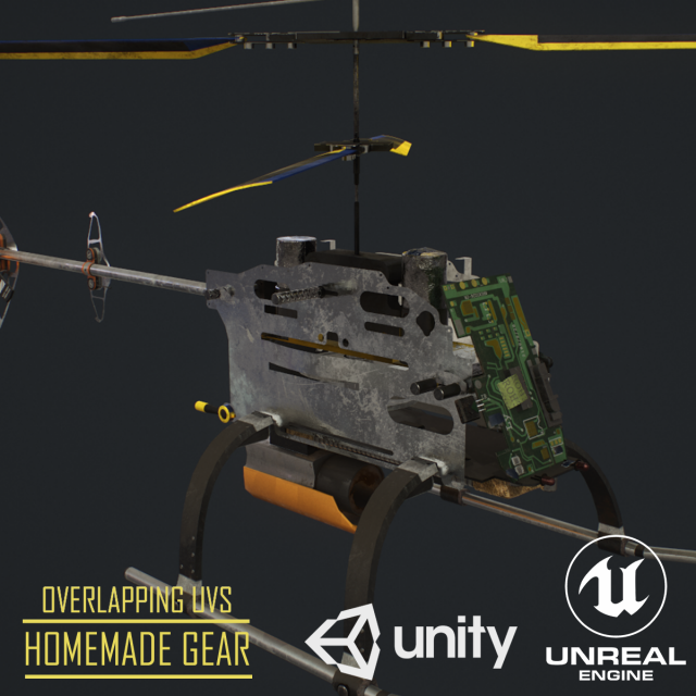 gameready- rc spy helicopter 3D Model .c4d .max .obj .3ds .fbx .stl .blend 