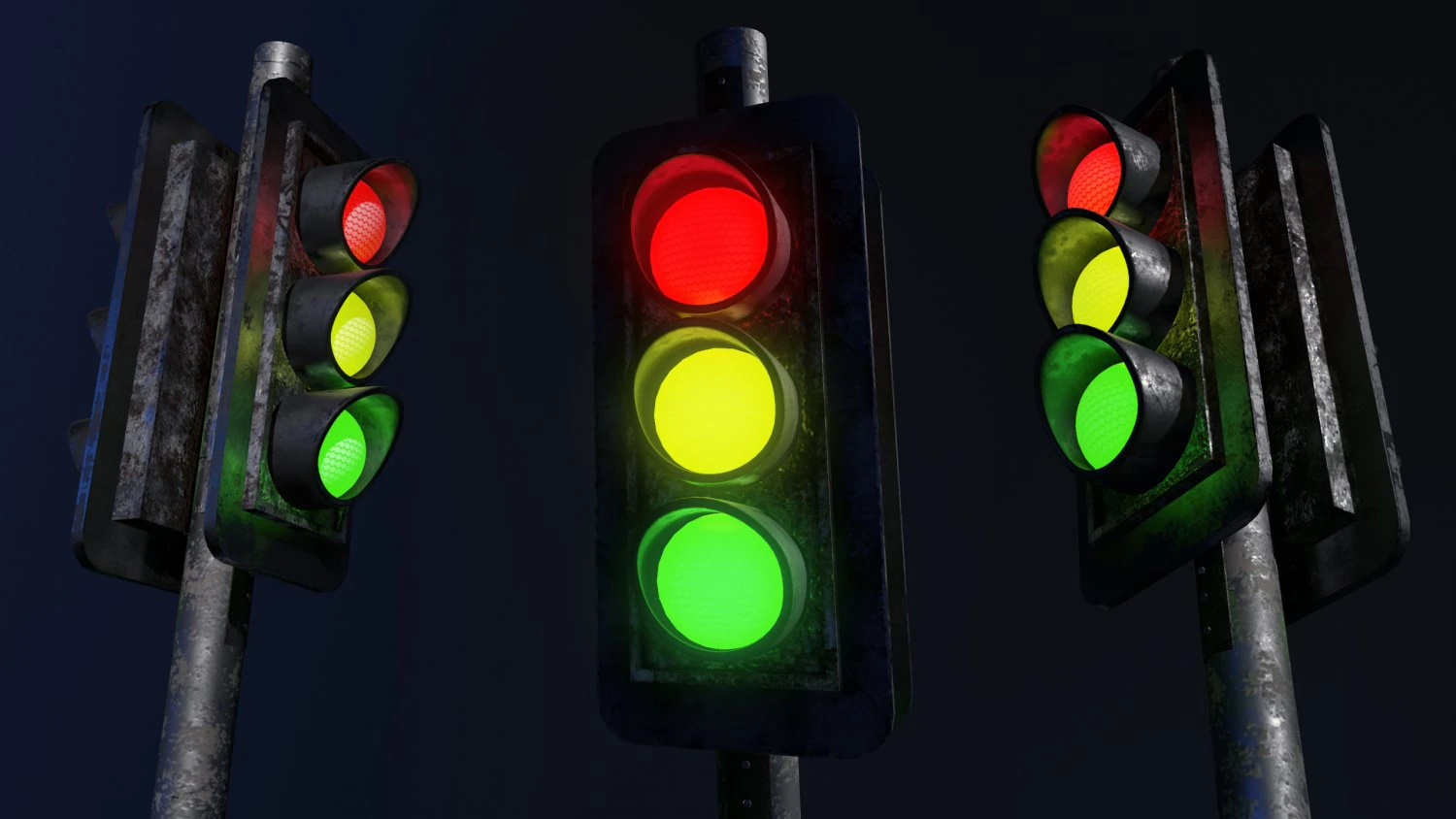 Traffic Lights 3D Model .c4d .max .obj .3ds .fbx .stl .blend 