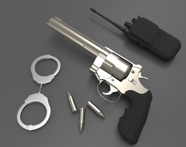 bullets handcuff walkie talkie Modelo 3D .c4d .max .obj .3ds .fbx .stl .blend 