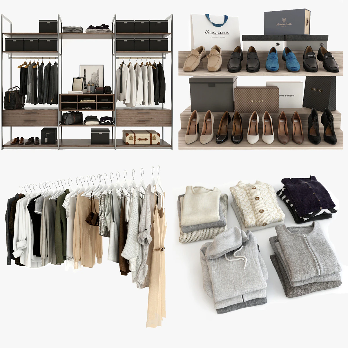 Cole&ccedil;&atilde;o Roupas e Sapatos Modelo 3D .c4d .max .obj .3ds .fbx .stl .blend 