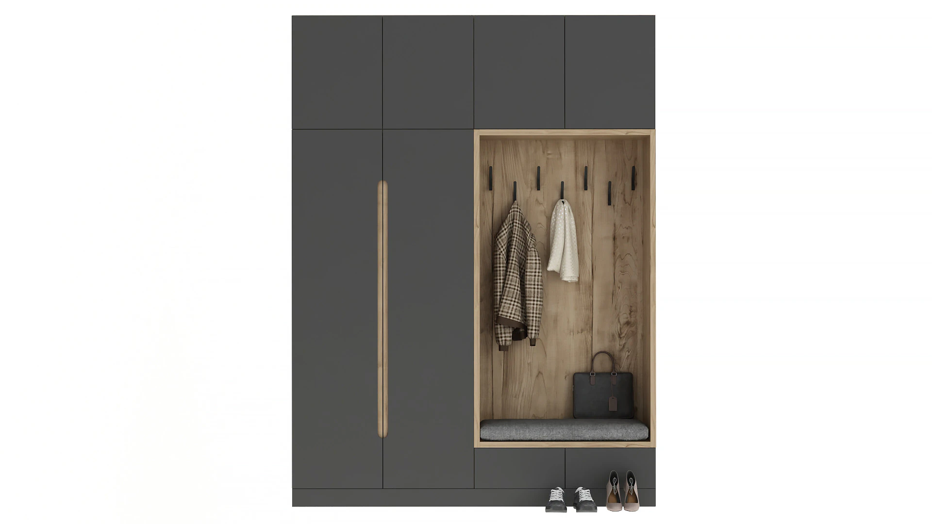 Hallway with clothes and shoes 3D Model .c4d .max .obj .3ds .fbx .stl .blend