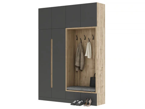 Hallway with clothes and shoes 3D Model