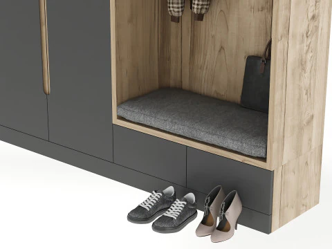 Hallway with clothes and shoes 3D Model
