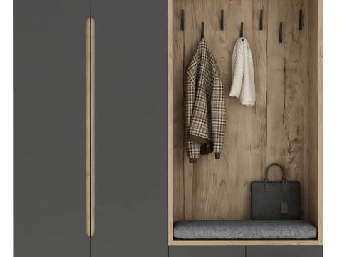 Hallway with clothes and shoes 3D Model