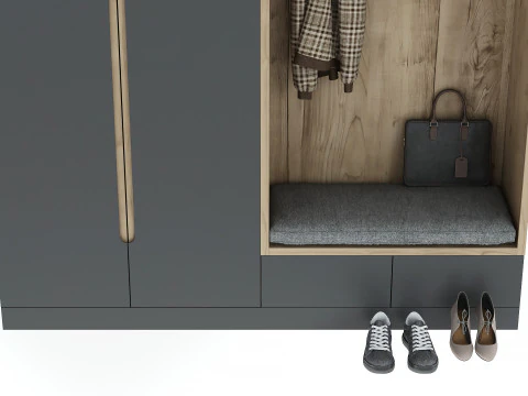 Hallway with clothes and shoes 3D Model