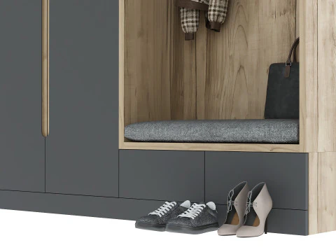 Hallway with clothes and shoes 3D Model